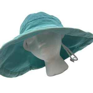 Vintage SCALA Hat Womens One Size blue Cotton Wide Brim Bucket Deadstock NEW